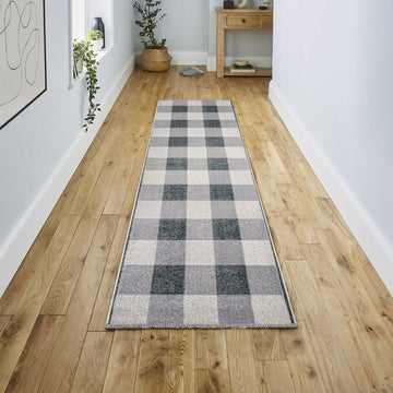 Gingham Gradient Plaid Cottage Machine-washable Area Rug